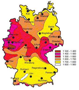 Durchschnittliche Sonnenscheindauer  in Stunden pro Jahr